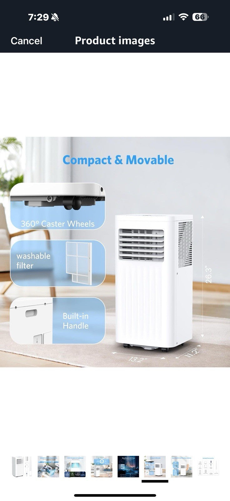 8000 BTUs Portable Air Conditioners with Cooling, Fan, Sleep Mode,