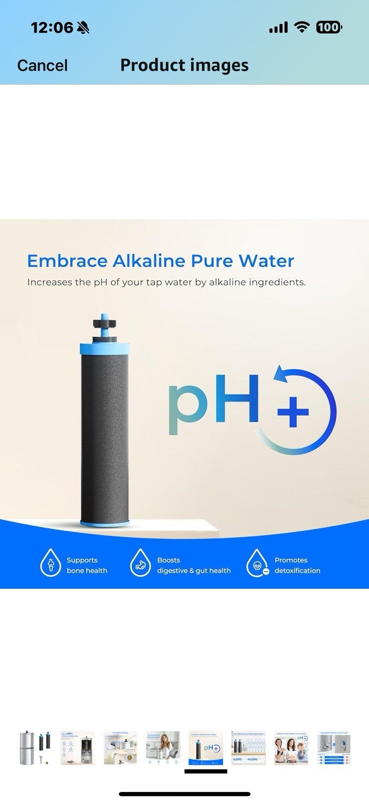 Waterdrop Alkaline Gravity-fed Water Filter System, Increase PH, Reduces