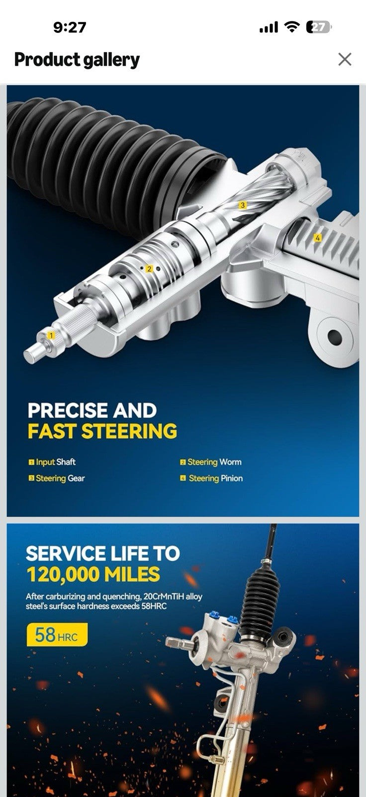 PHILTOP Hydraulic Power Steering Rack and Pinion for 2001-2004 Sebring/