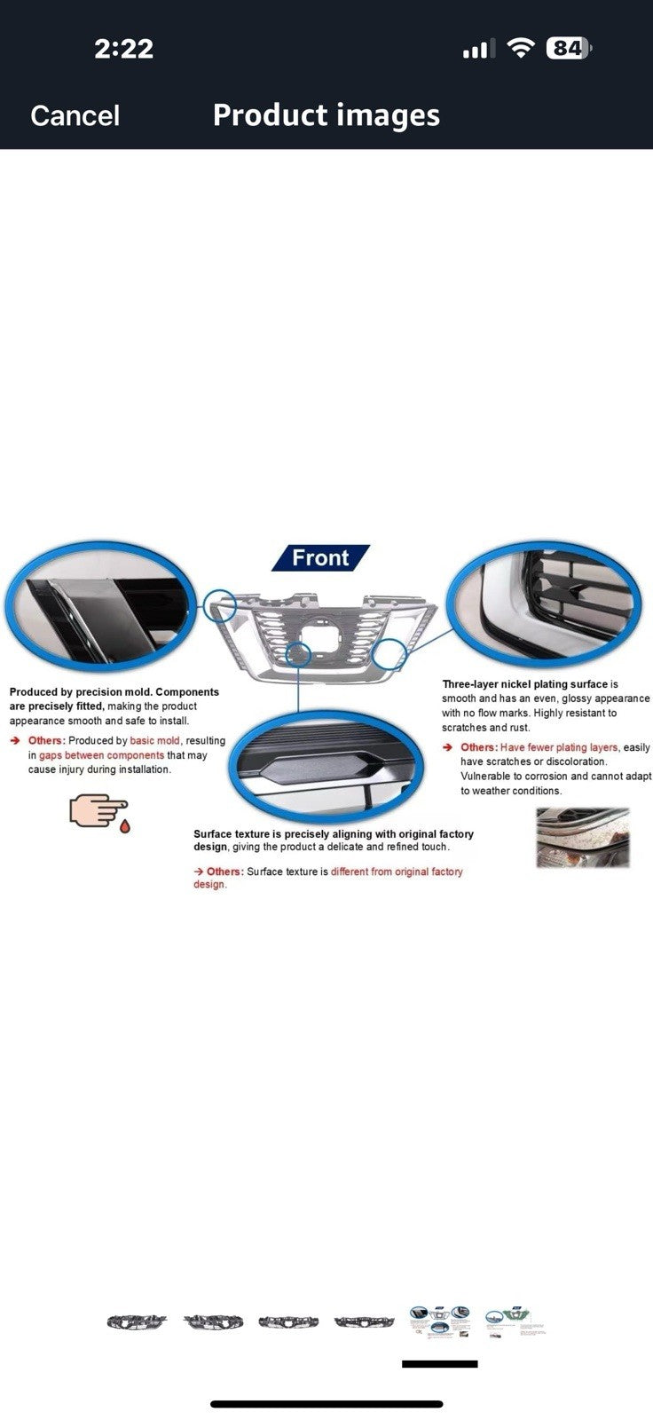 Front Grille Compatible with 2016-2018 Toyota Prius w/o Parking Sensors