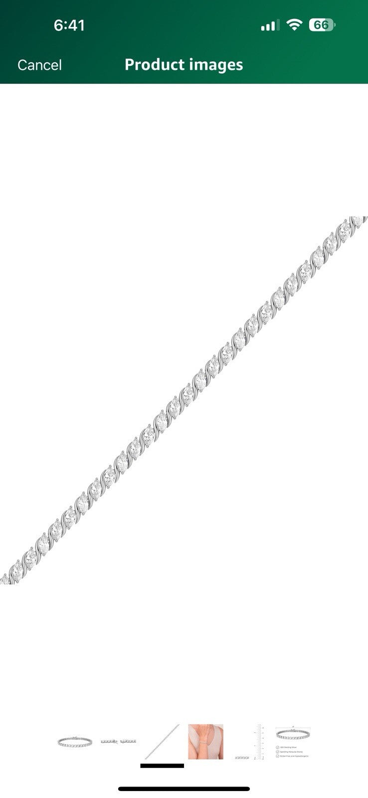 Amazon Essentials Cubic Zirconia Wave Tennis Plated Sterling Silver Bracelet 8”