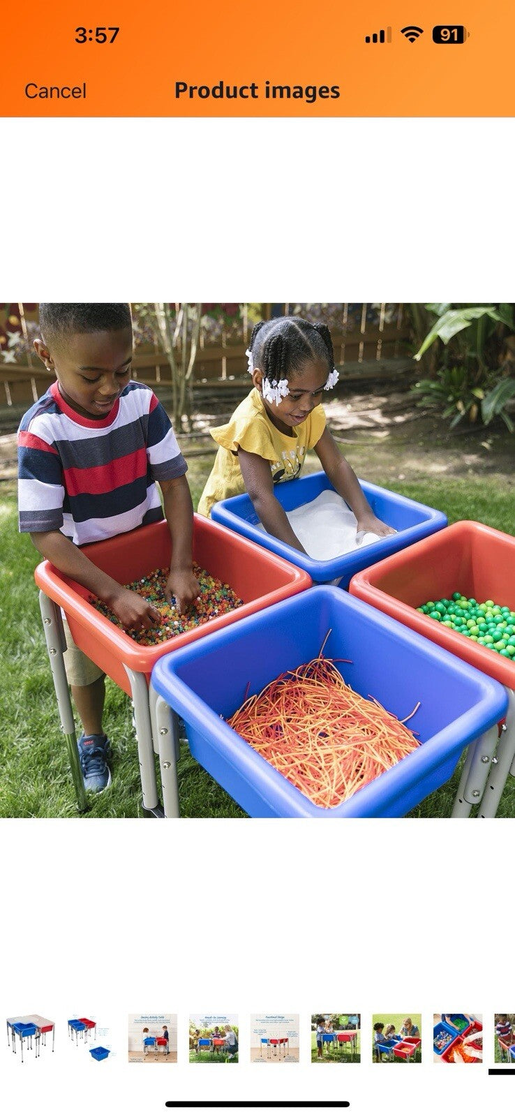 ECR4Kids 4-Station Sand and Water Adjustable Play Table, Sensory Bins,