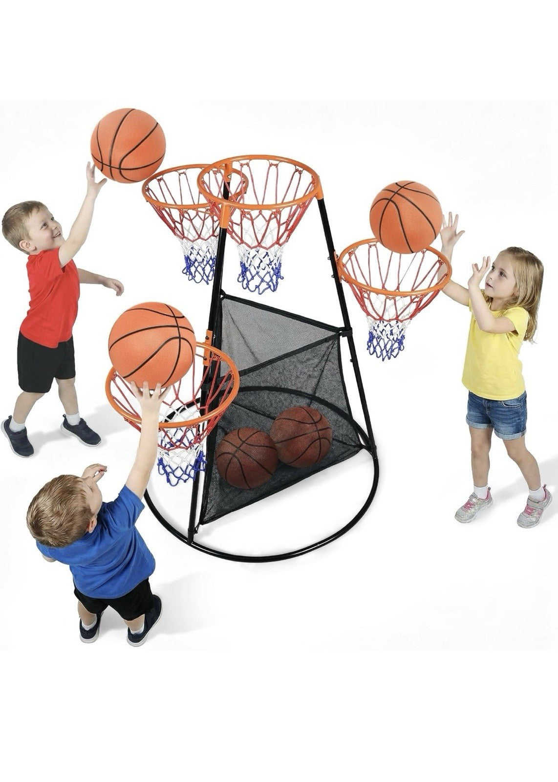 Portable Kids Basketball Hoop with Ball Storage Net – Adjustable Height