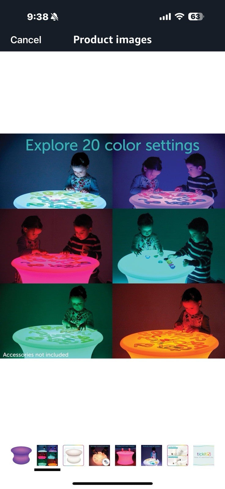 tickit Sensory Mood Light Table | 20 Colors | Rechargeable | Sensory 