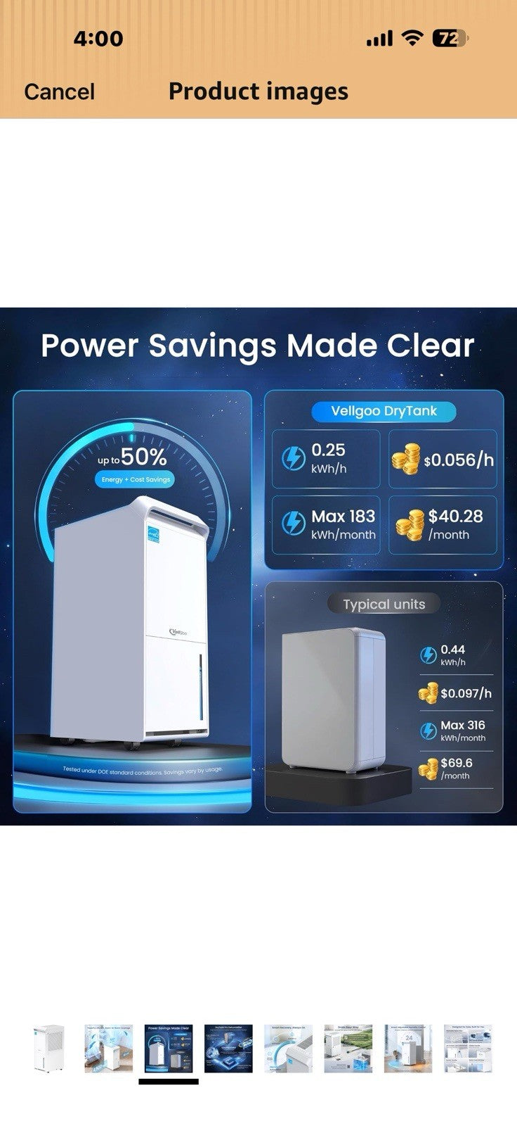 4,500 Sq.Ft Energy Star Most Efficient 2025 Dehumidifier,Vellgoo Max