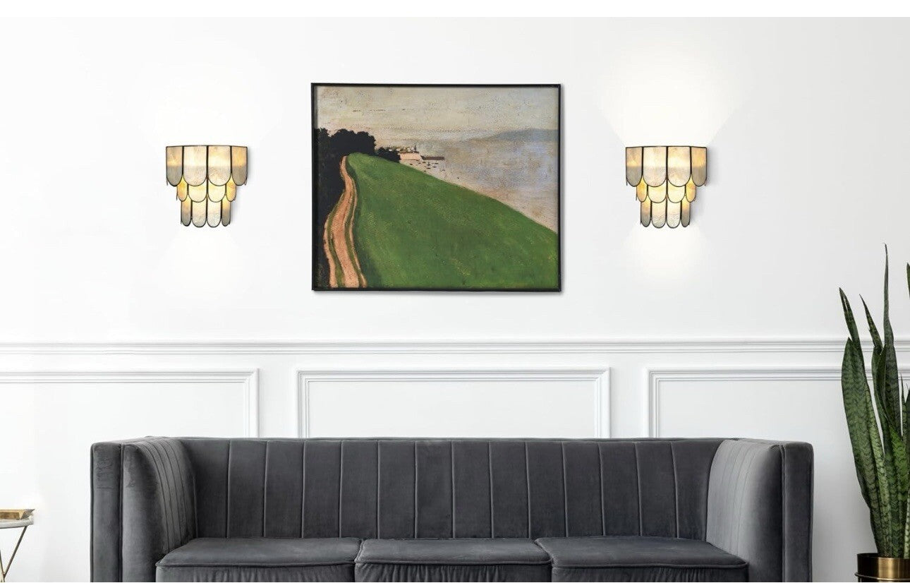Creative Co-Op EC1684, Black Laminated Capiz Tiered Wall Sconce,