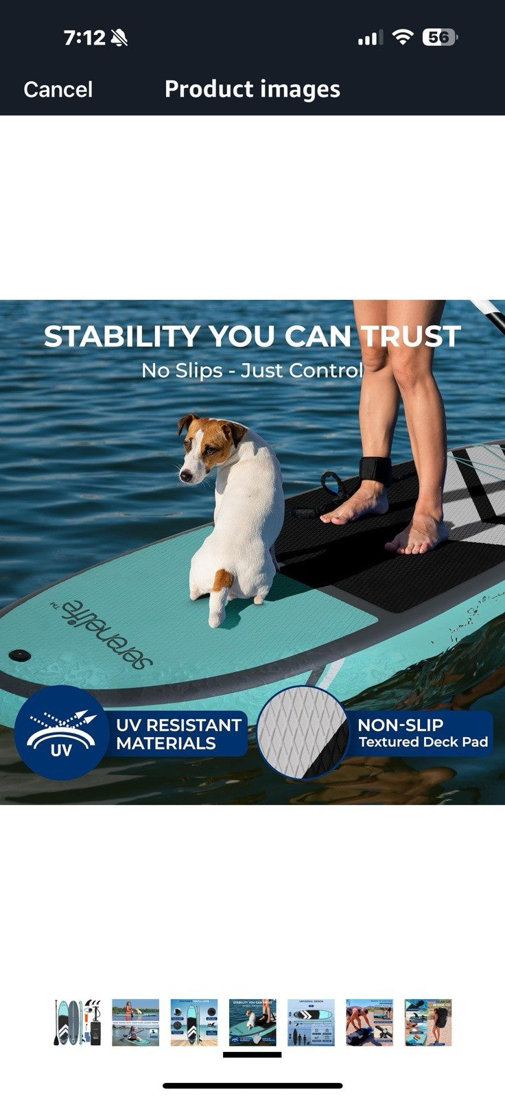 SereneLife 11’ Inflatable SUP - Pet-Friendly Stand-Up Paddle board for Adults