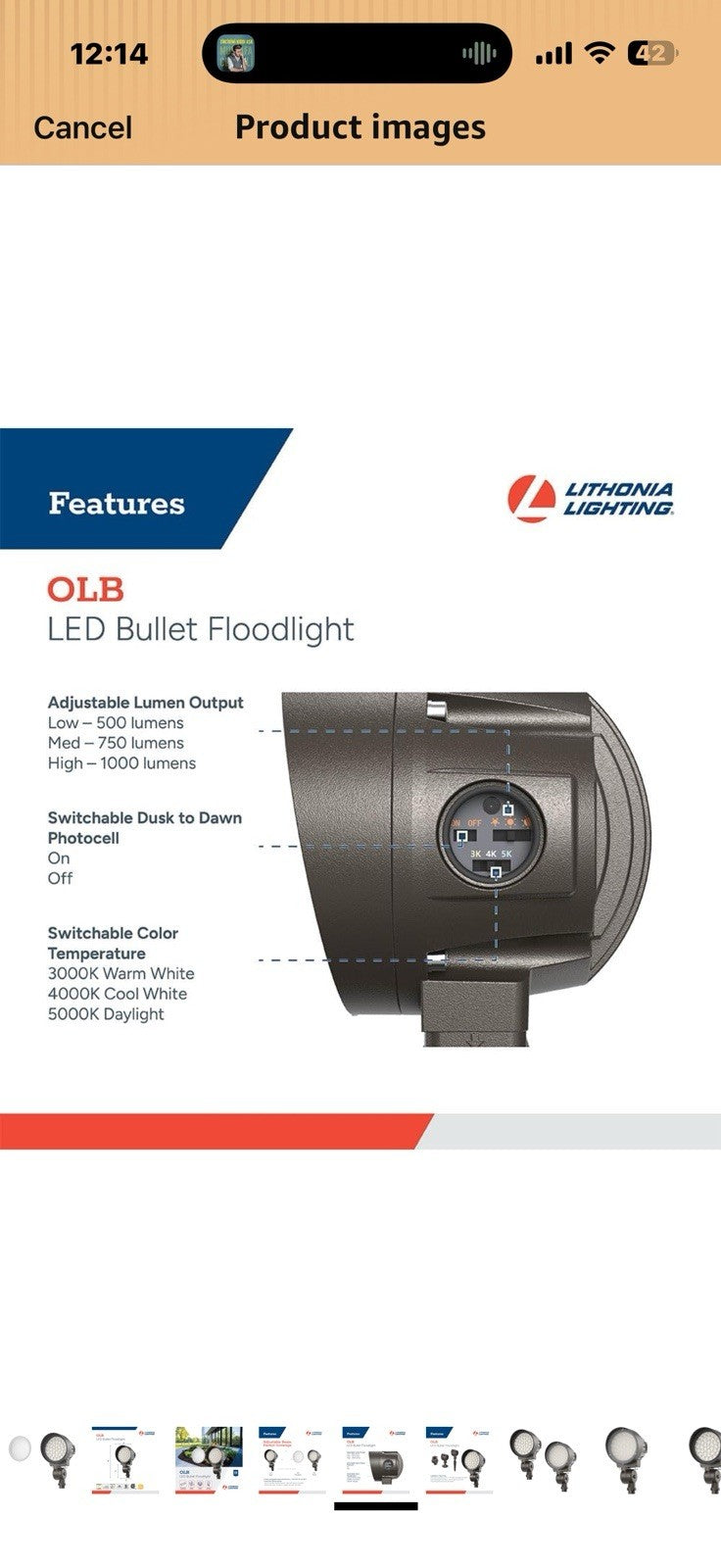Lithonia Lighting 36-in-1 OLB LED Floodlight Outdoor Light Fixture