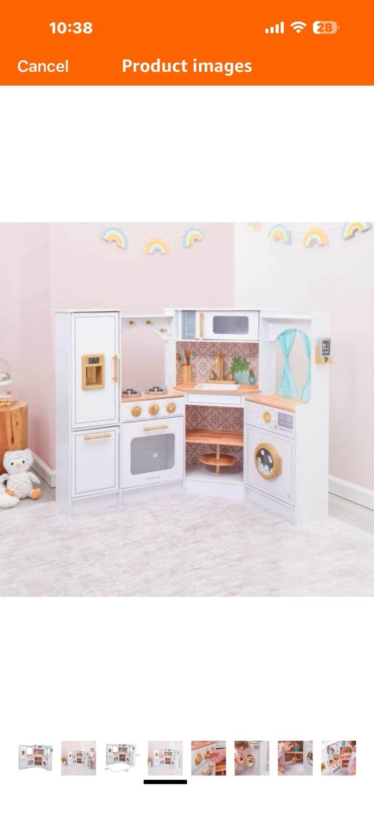 KidKraft Ultimate Corner Wooden Play Kitchen with Lights & Sounds, 