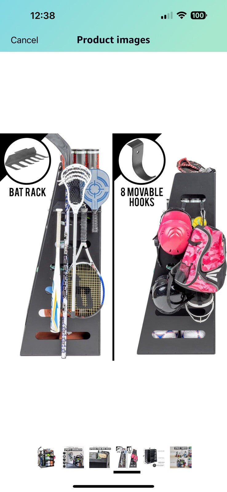 GoSports Premium Wooden Sports Equipment Organizer 