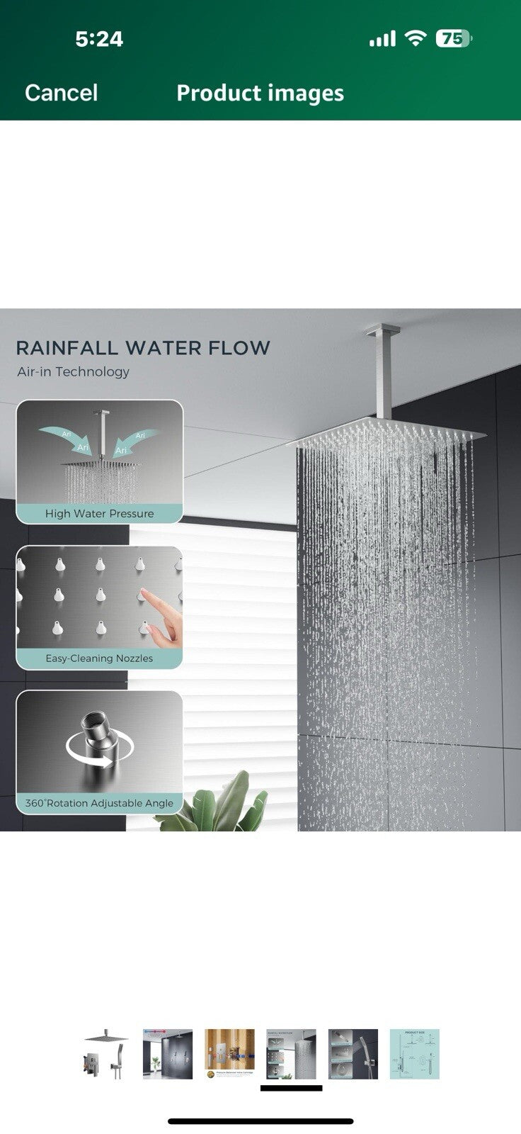 FORIOUS 10 in Rainfall Shower System - Ceiling Mount,Brushed Nickel Rain