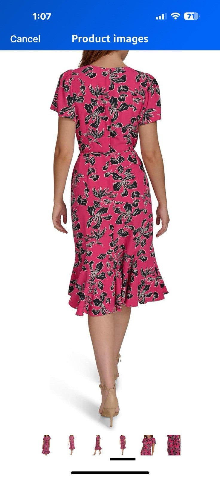 Tommy Hilfiger Women's Short Sleeve Pleated Hem Rope Belt Midi Dress Size 10 