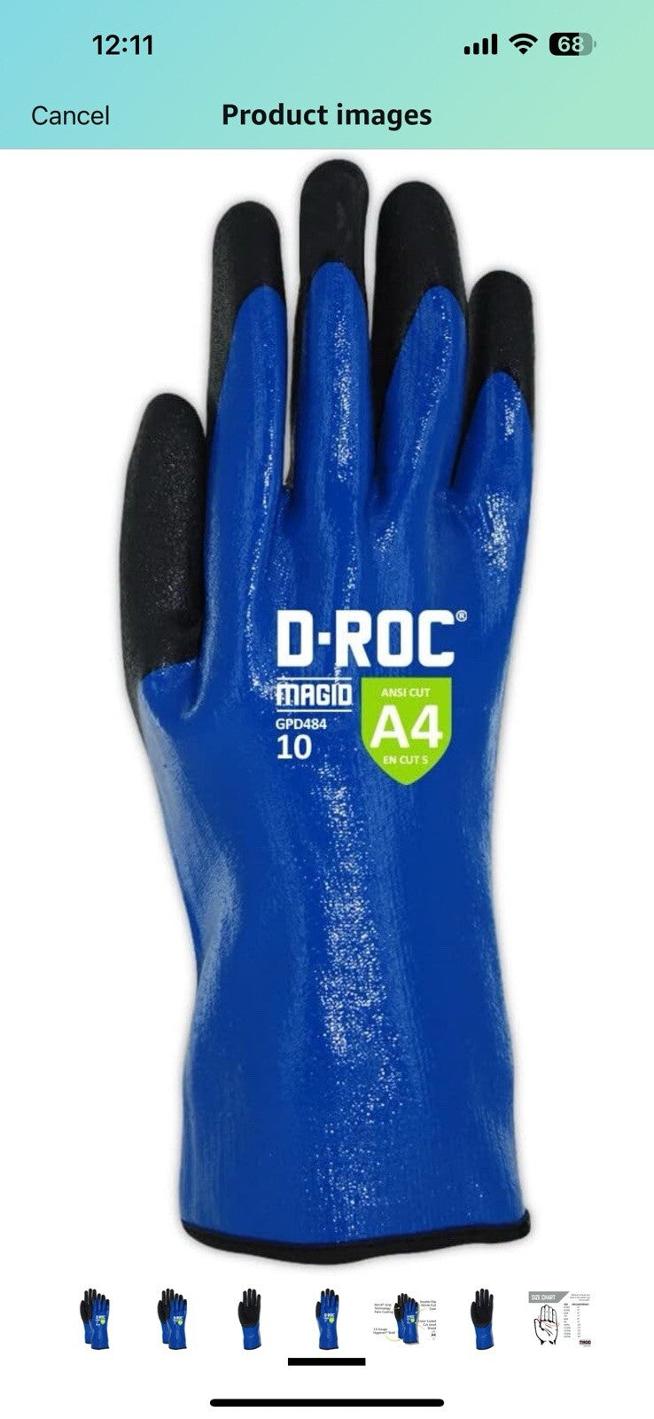 MAGID Waterproof Level A4 Cut & Chemical Resistant Work Gloves, 12 PR 11XXL