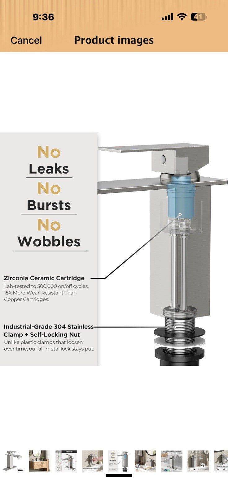 FORIOUS Bathroom Faucet Brushd Nickel Modern Waterfall Bathroom