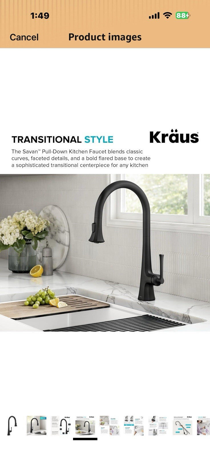 KRAUS Savan 2-Function Single Handle Pull Down Kitchen Faucet in Matte Black,