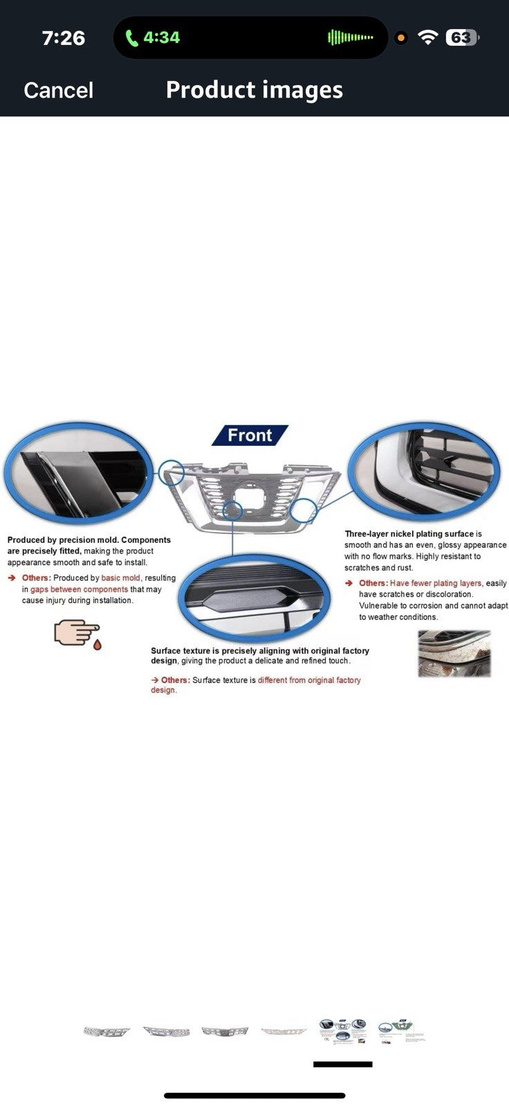 Chrome Front Grille Compatible with 2003-2005 Nissan Murano, ABS 