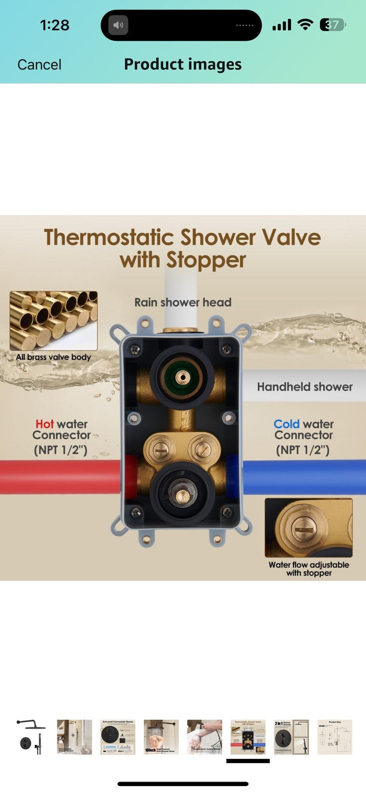 Gabrylly Thermostatic Shower Faucet Set, All Metal Shower System with Anti Scald