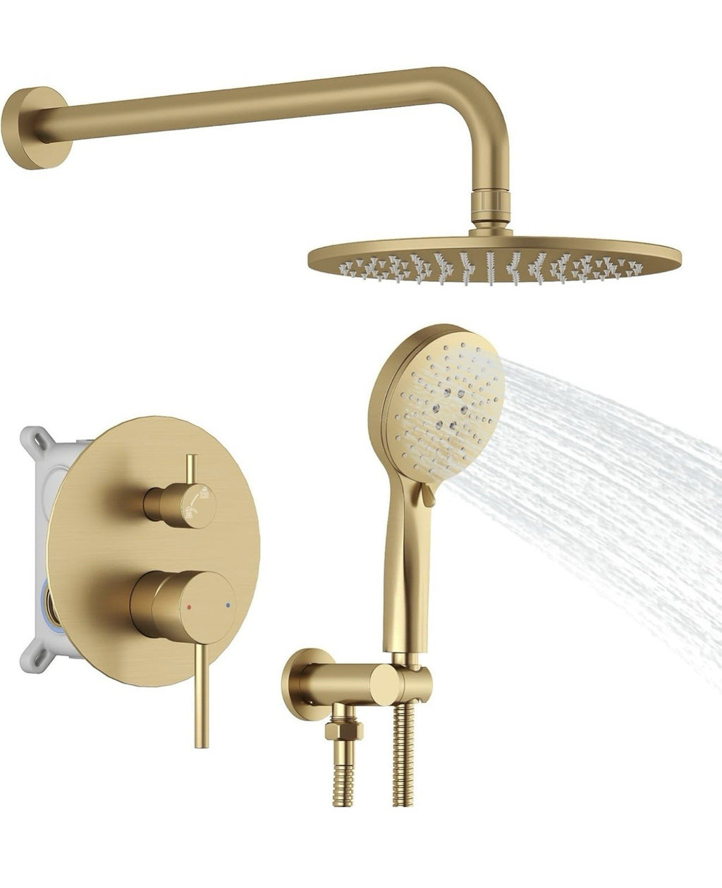 Hoimpro Bathroom Shower System 10 Inch Round Rain Shower Head 