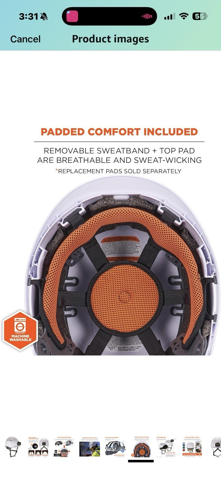 Ergodyne Skullerz 8977LED Type 2 Vented Safety Helmet with LED Light,