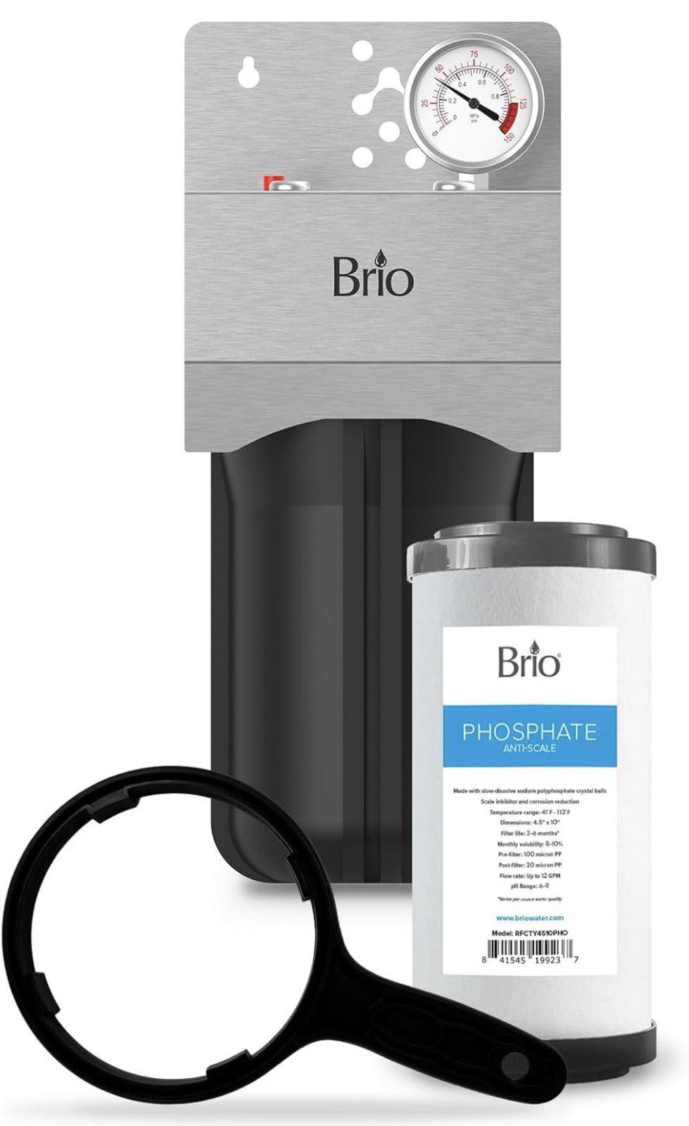 Brio Whole House Water Filter System w/Gauge & Fast-Flow Sediment
