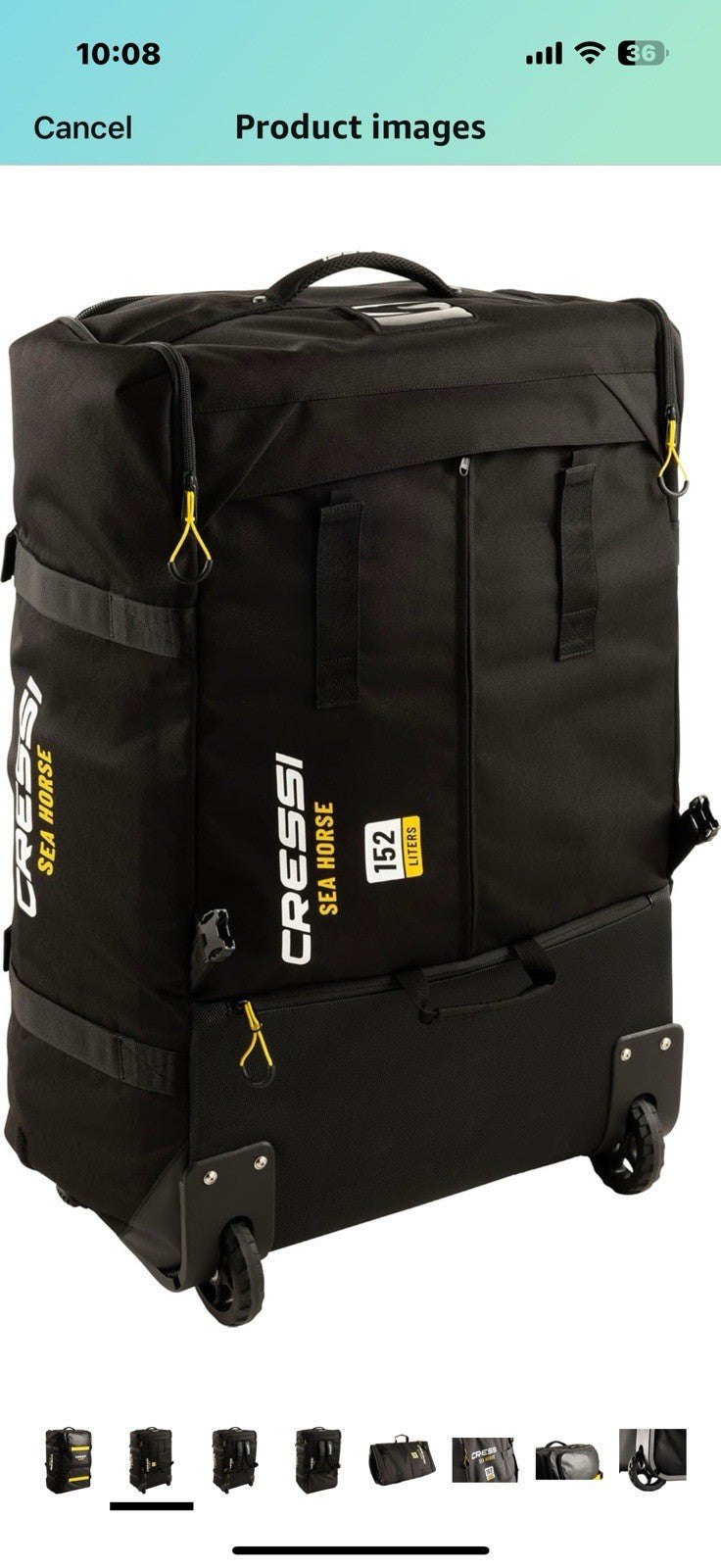 CRESSI Sea Horse Wheeled Backpack for Travel and Aquatic Activities, Black,