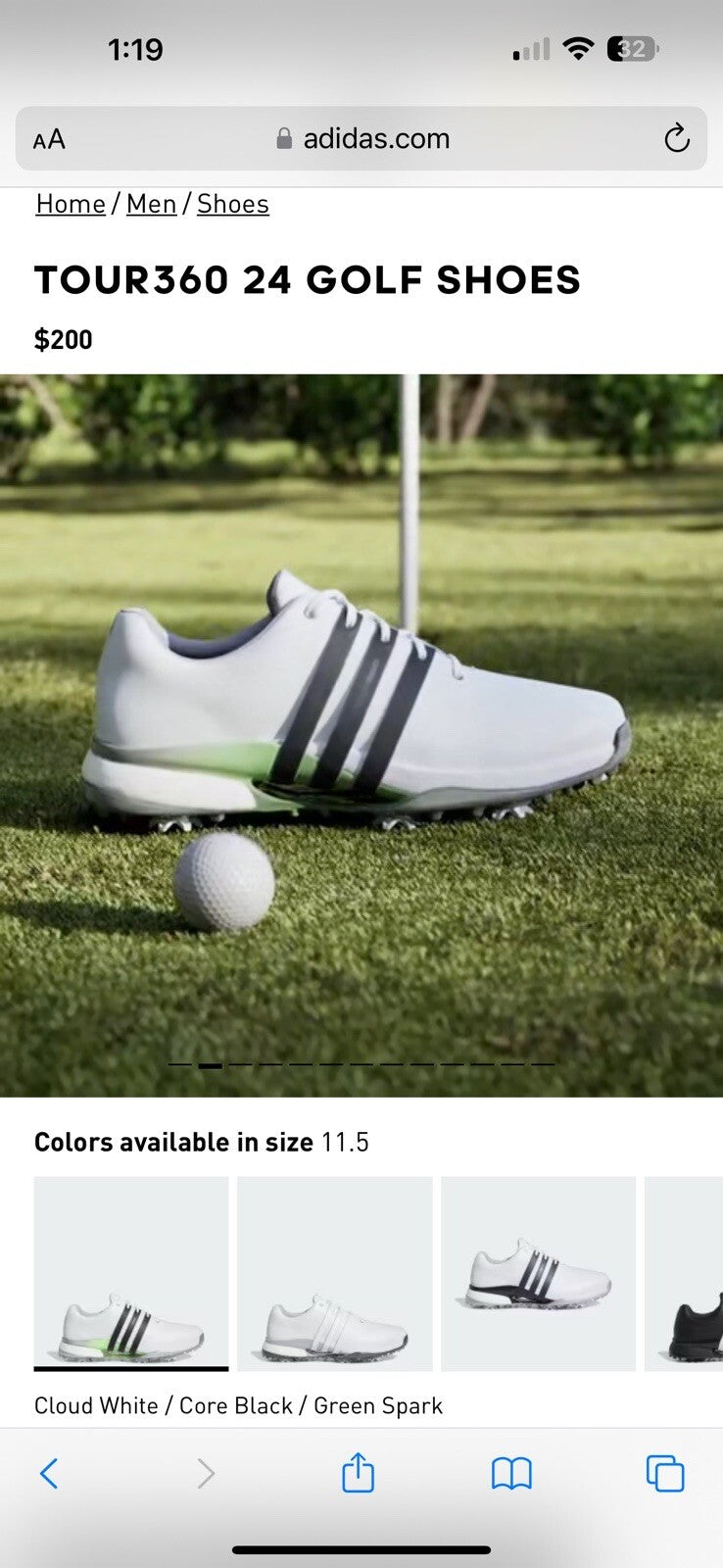 adidas Men's Tour360 24 Boost Golf Shoes 11.5 Wide