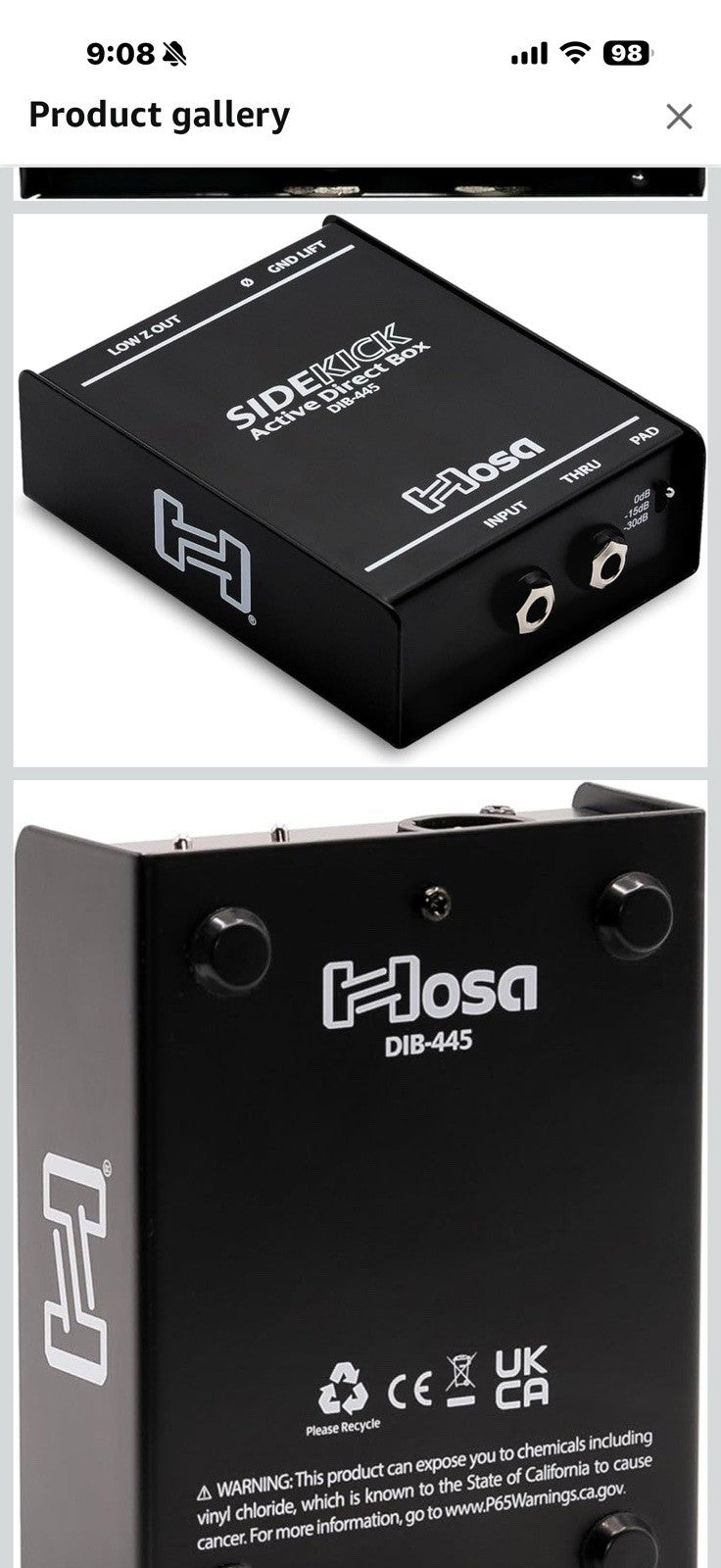 Hosa DIB-445 SideKick Active Direct Box