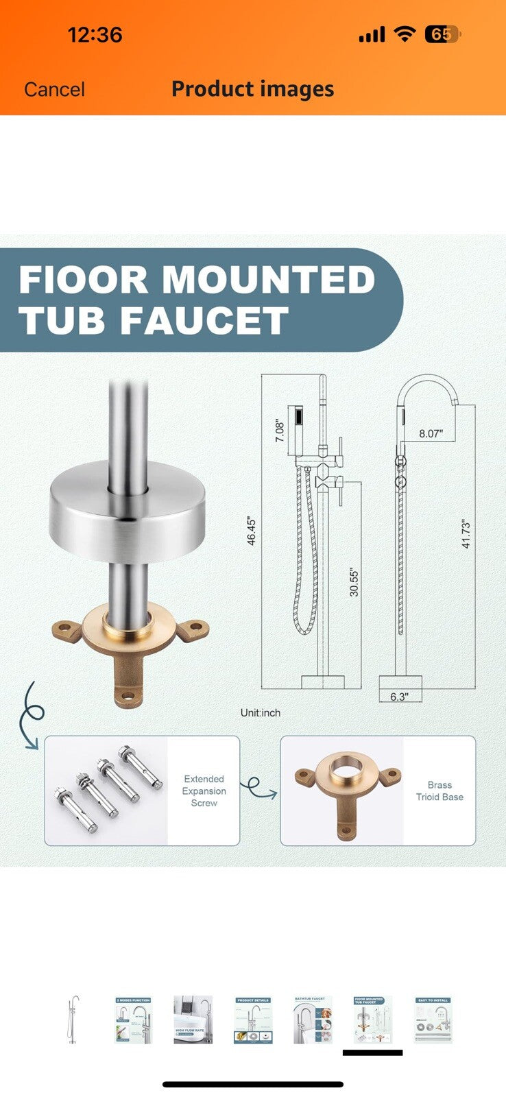 Freestanding Bathtub Faucet Brushed Nickel, Floor Mount Tub Filler, High 