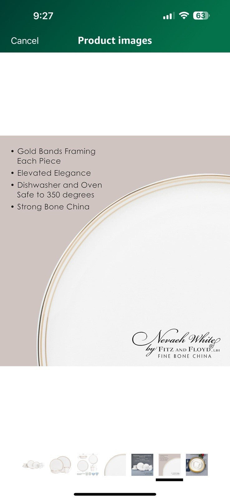 Everyday White by Fitz and Floyd Nevaeh Bone China Coupe Gold Bands 