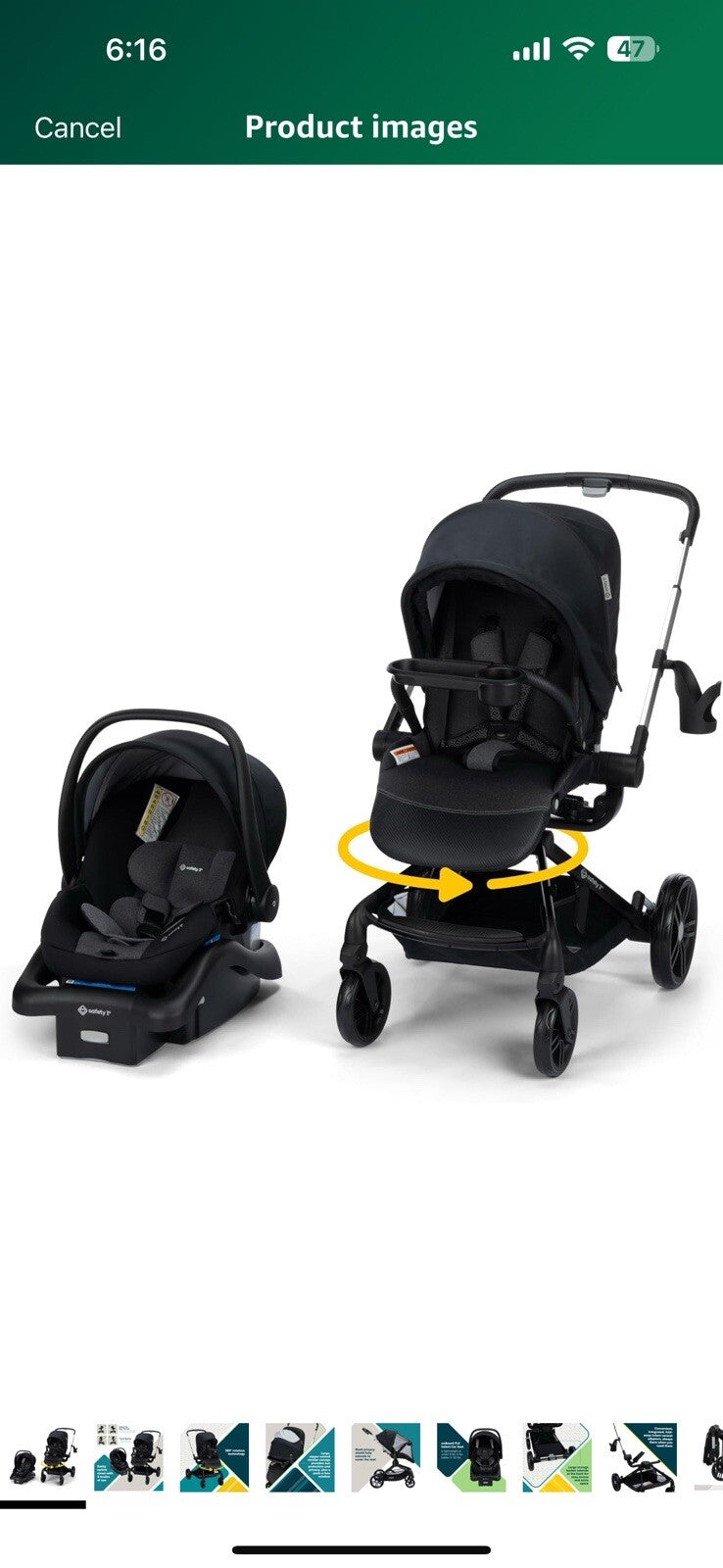 Safety 1ˢᵗ® Turn and Go™ 360° Rotating Modular Travel System, Shade