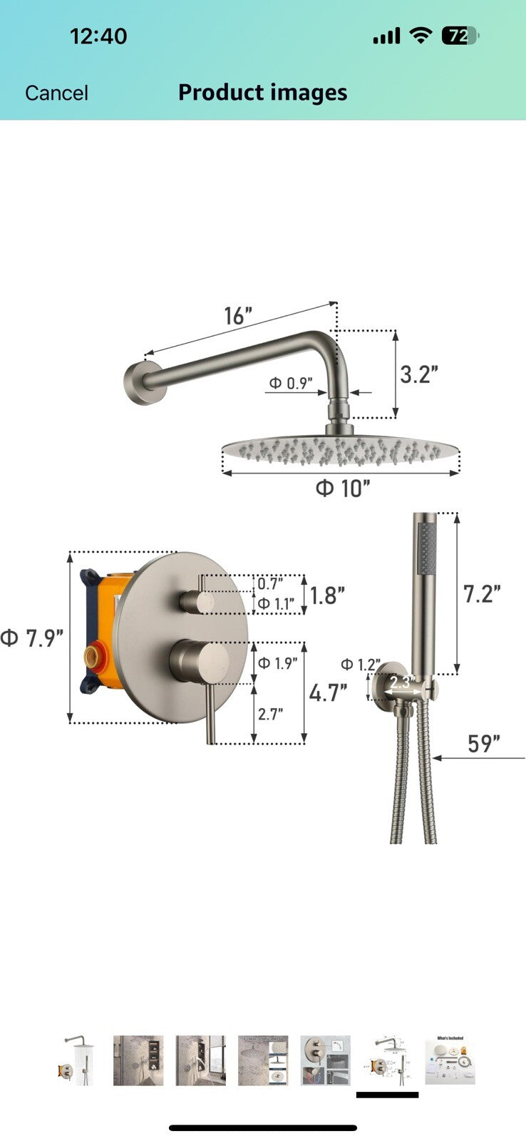 MONDAWE Round Shower Faucet Set, Wall Mounted Shower System 10 Inch