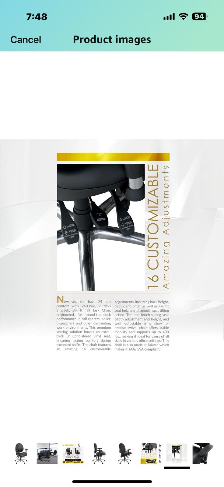 Romig Conley 24/7 Vinyl Office Chair Big & Tall 400lb Max Weight,