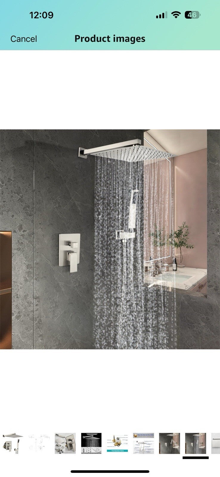 WELLFOR 12-In Wall Mounted Rain Shower Faucet with Single Handle