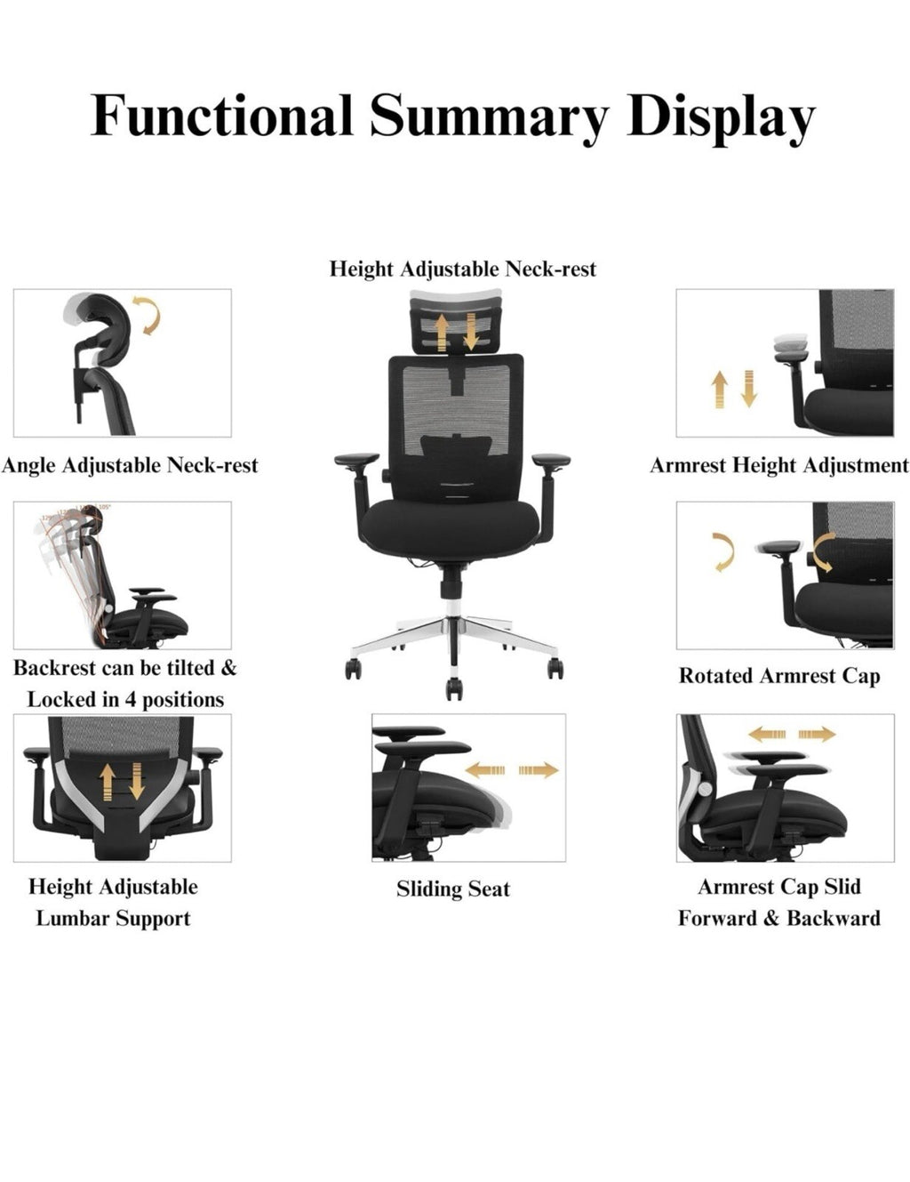 Urboro & Domo SM6 Ergonomic Office Chair with Adjustable Lumbar Support,