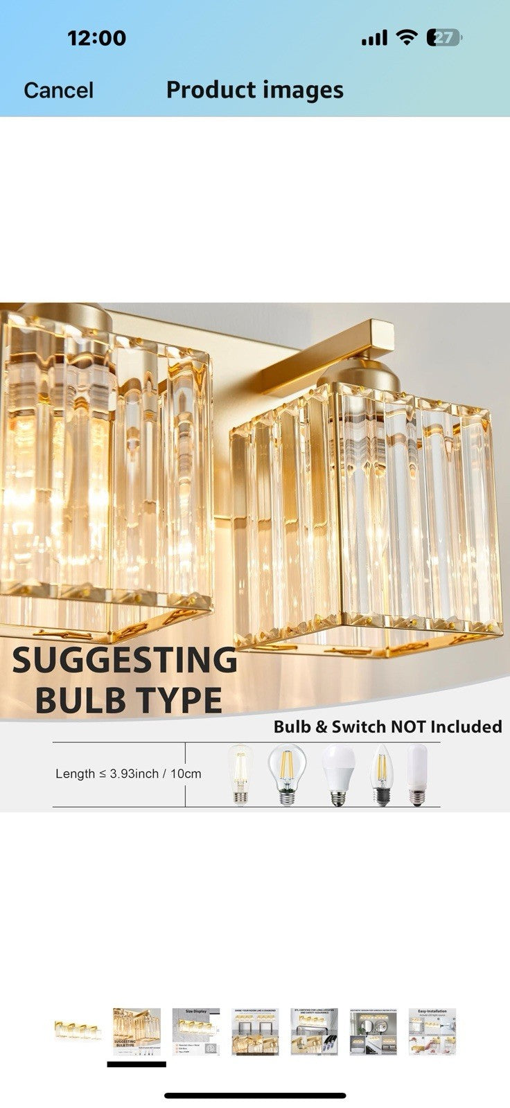 Bathroom Vanity Light Fixtures Over Mirror - Makeup Lighting Pure Gold -