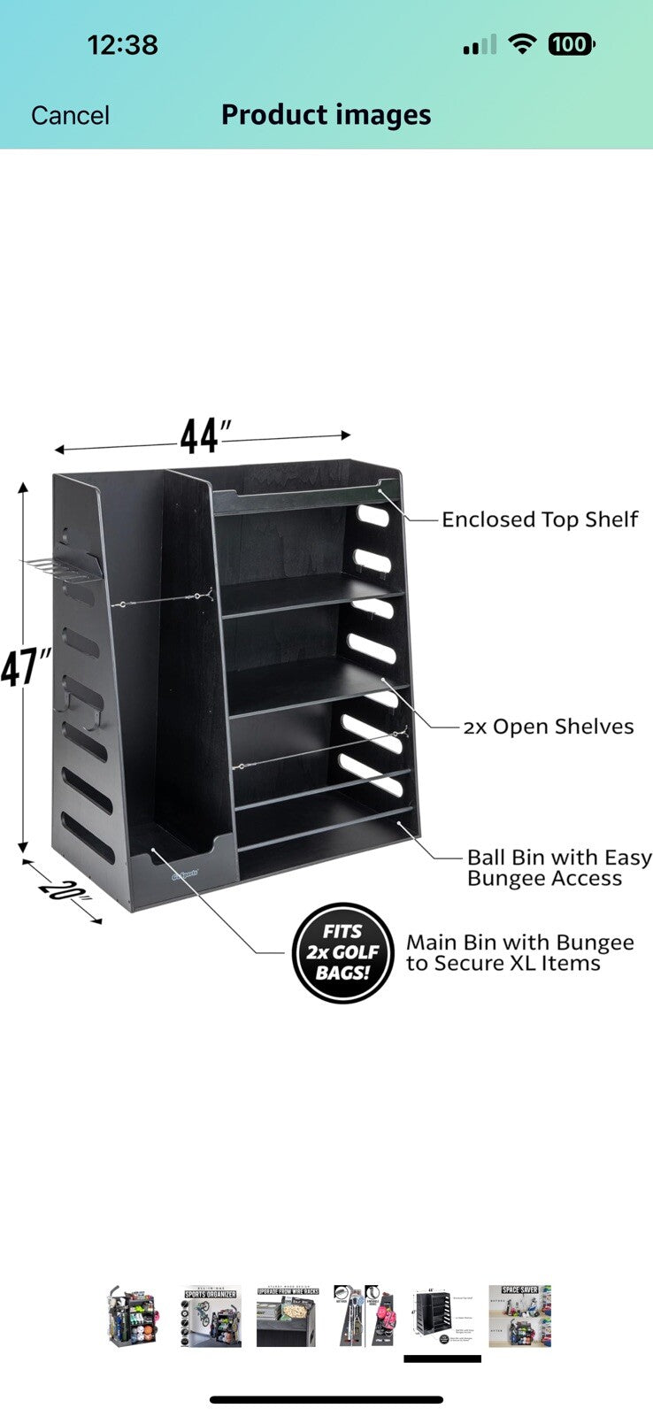 GoSports Premium Wooden Sports Equipment Organizer 