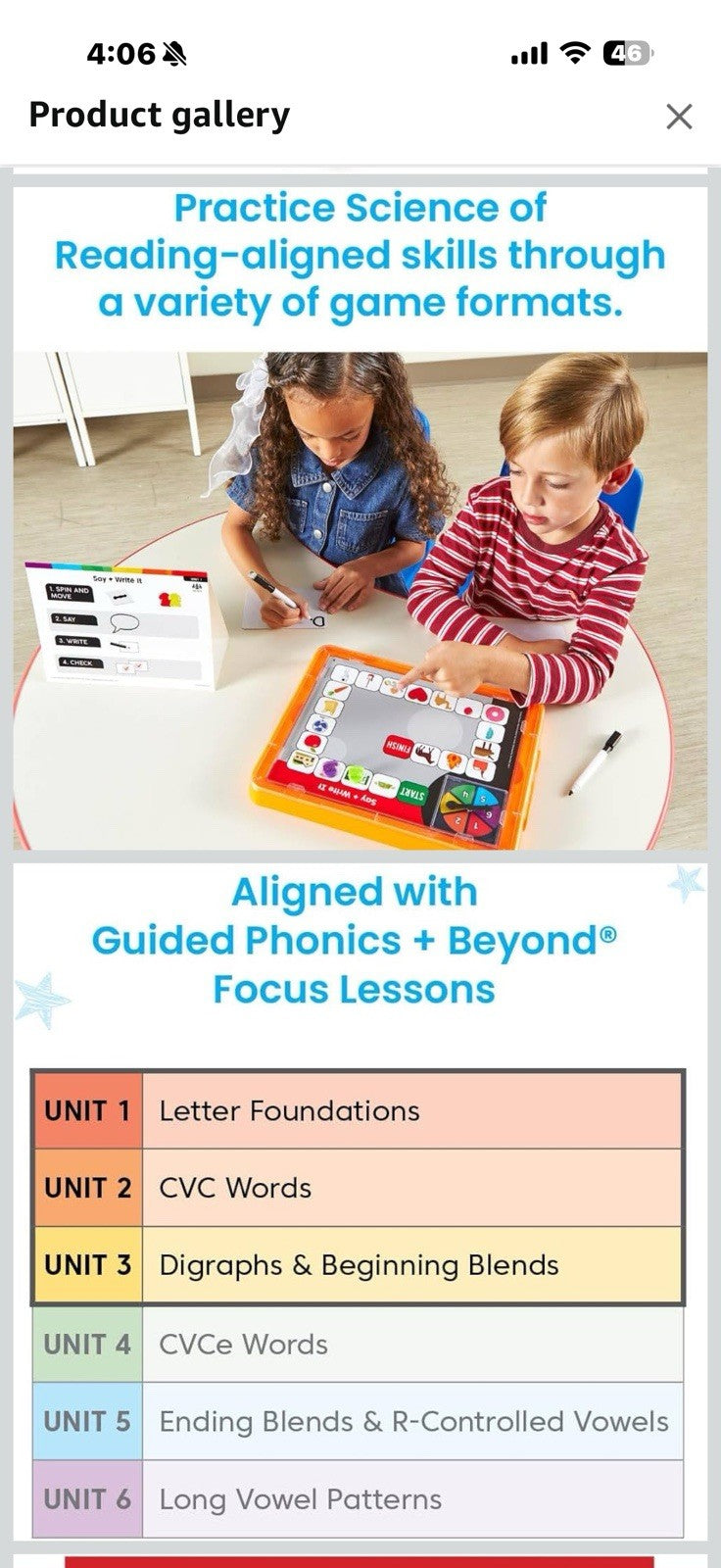 hand2mind Guided Phonics + Beyond Game Tray Center, Units 1-3, ﻿Tara 