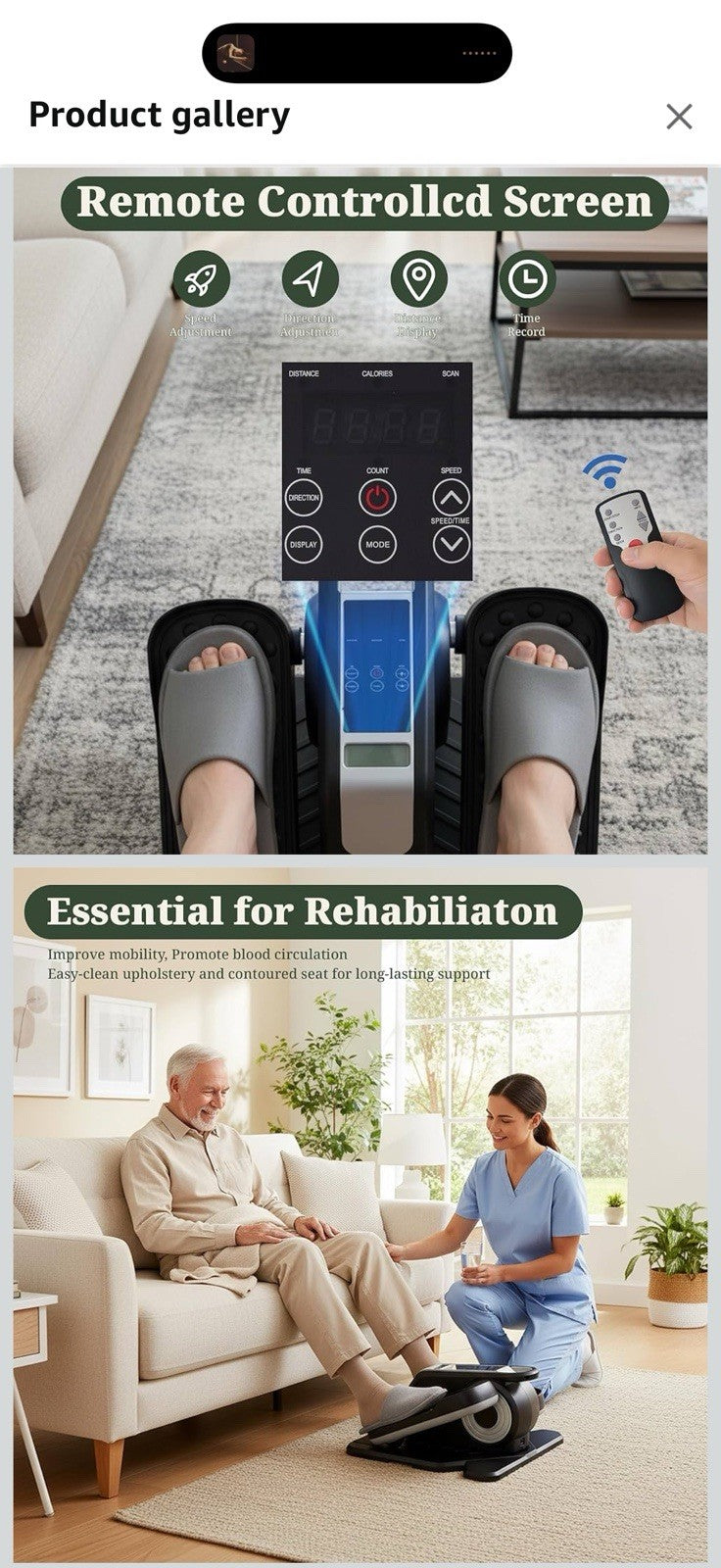 Under Desk Elliptical Machine, Portable Seated Pedal Exerciser with Remote 