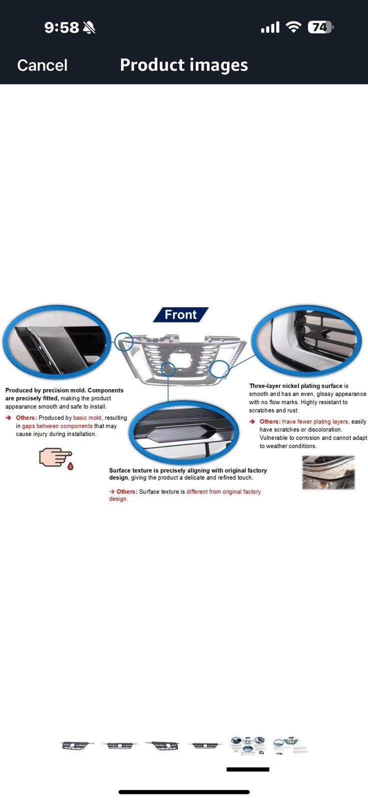 Front Grille Compatible with 2005-2006 Honda CR-V, ABS Replacement 