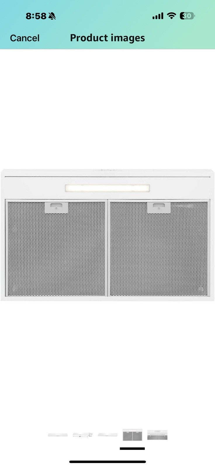 Frigidaire Undercabinet 30" Ventilation Hood with 220 CFM in White