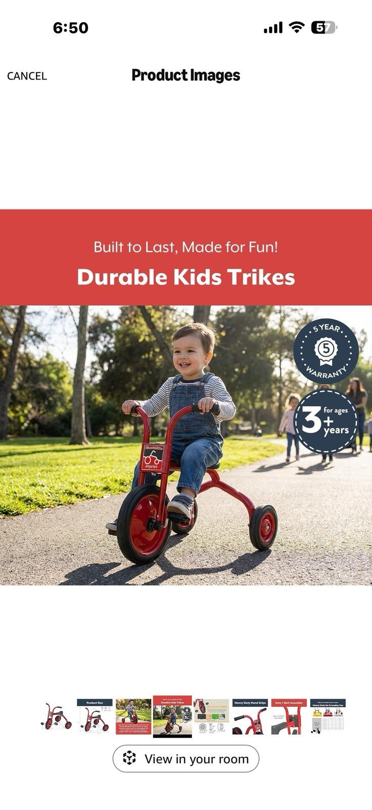 Angeles ClassicRider Kids Tricycle, Toddler Tricycle with Solid Airless