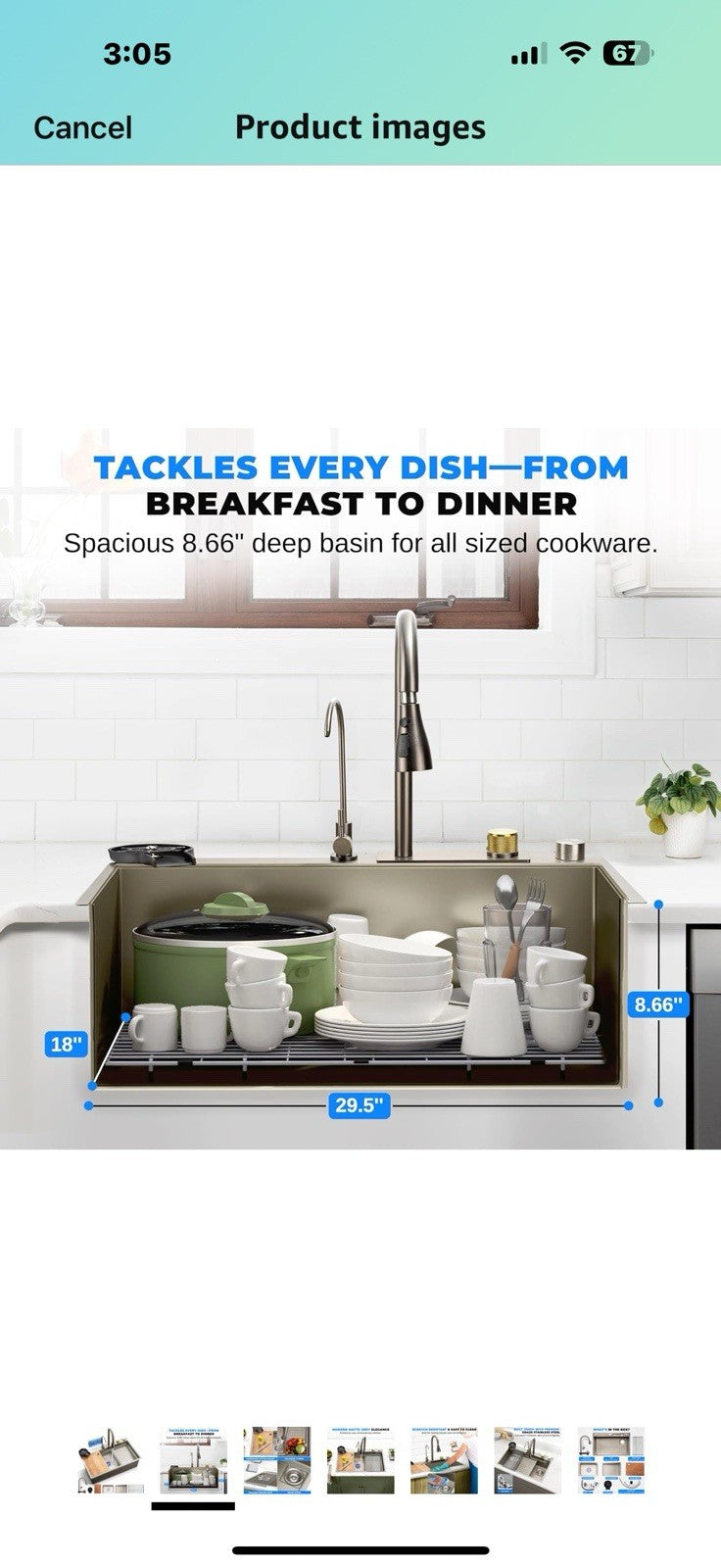 SereneLife Stainless Steel Kitchen Sink | Durable Kitchen Sink with Drain Rack,