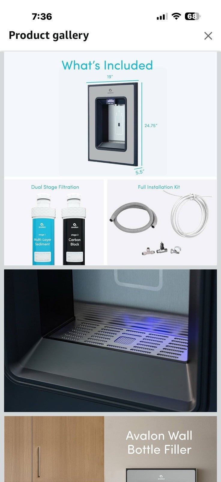 Avalon in-Wall Bottle Filling Station, Sensor Dispensing, Self Cleaning, A50-G