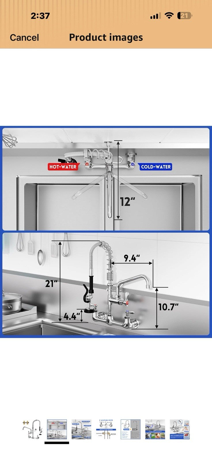 Commercial Pre-Rinse Sink Faucet – Wall Mount Professional Kitchen 