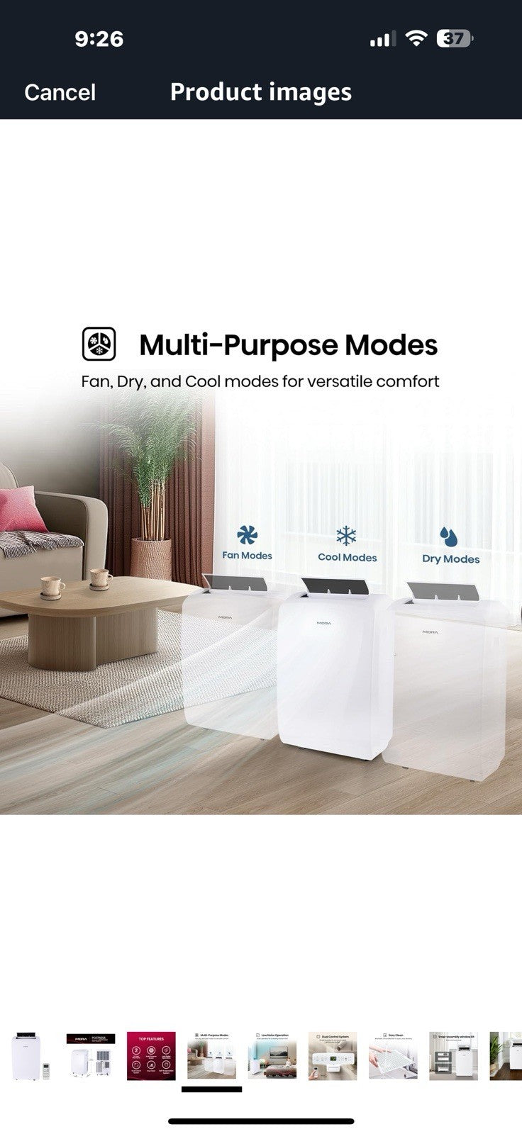 PC07W25A Portable Air Conditioner, 7,000 BTU, White