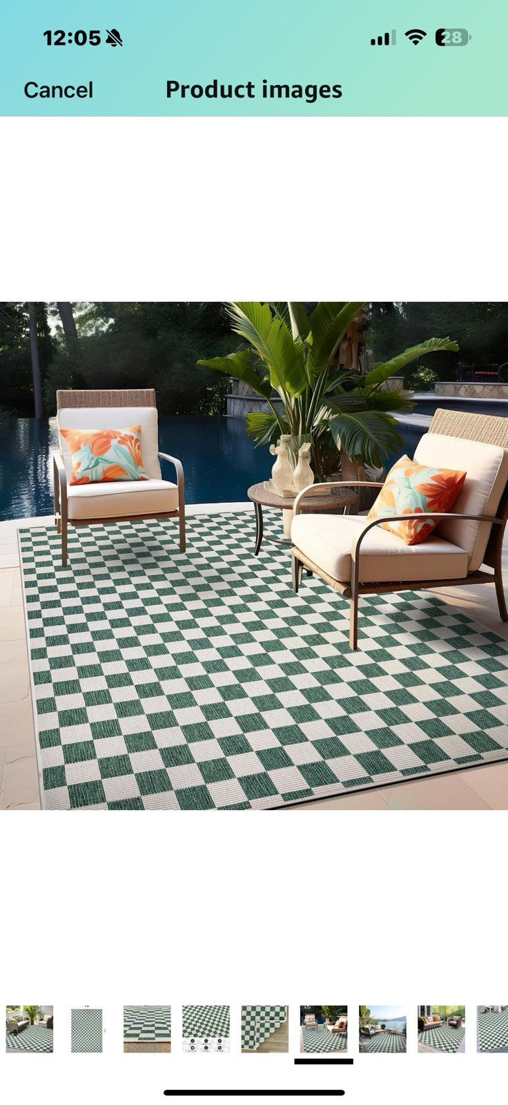 Rugshop Contemporary Checkered Weather Resistant Reversible Indoor/