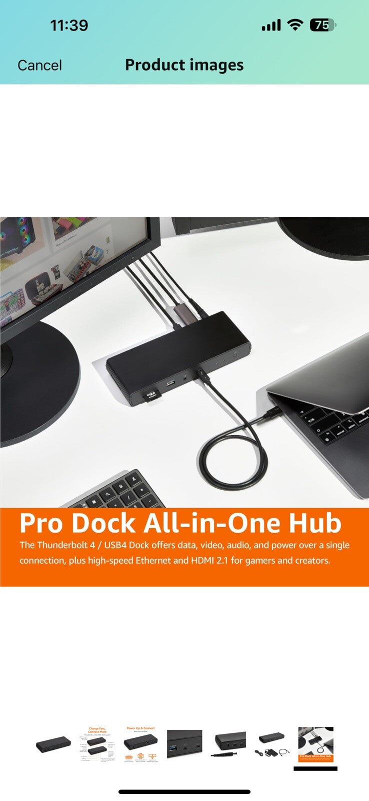 Amazon Basics Thunderbolt4/USB4 Pro Docking Station,2xTBT4,1xHDMI2