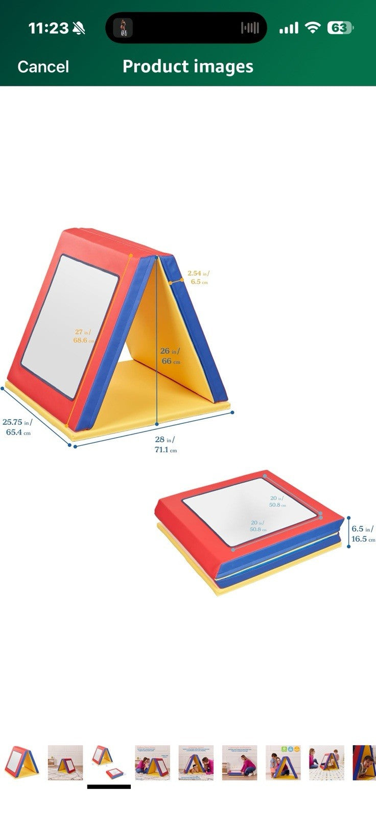ECR4Kids SoftZone Folding Floor Mirror, Sensory Toy, Assorted 