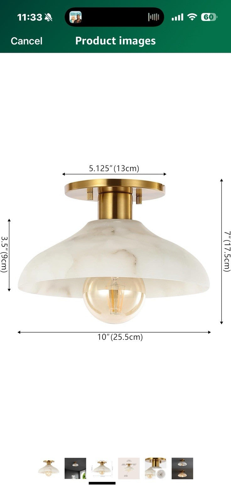 JONATHAN Y JYL1207A Amara 10" 1-Light Mid-Century Classic Alabaster/Iron 