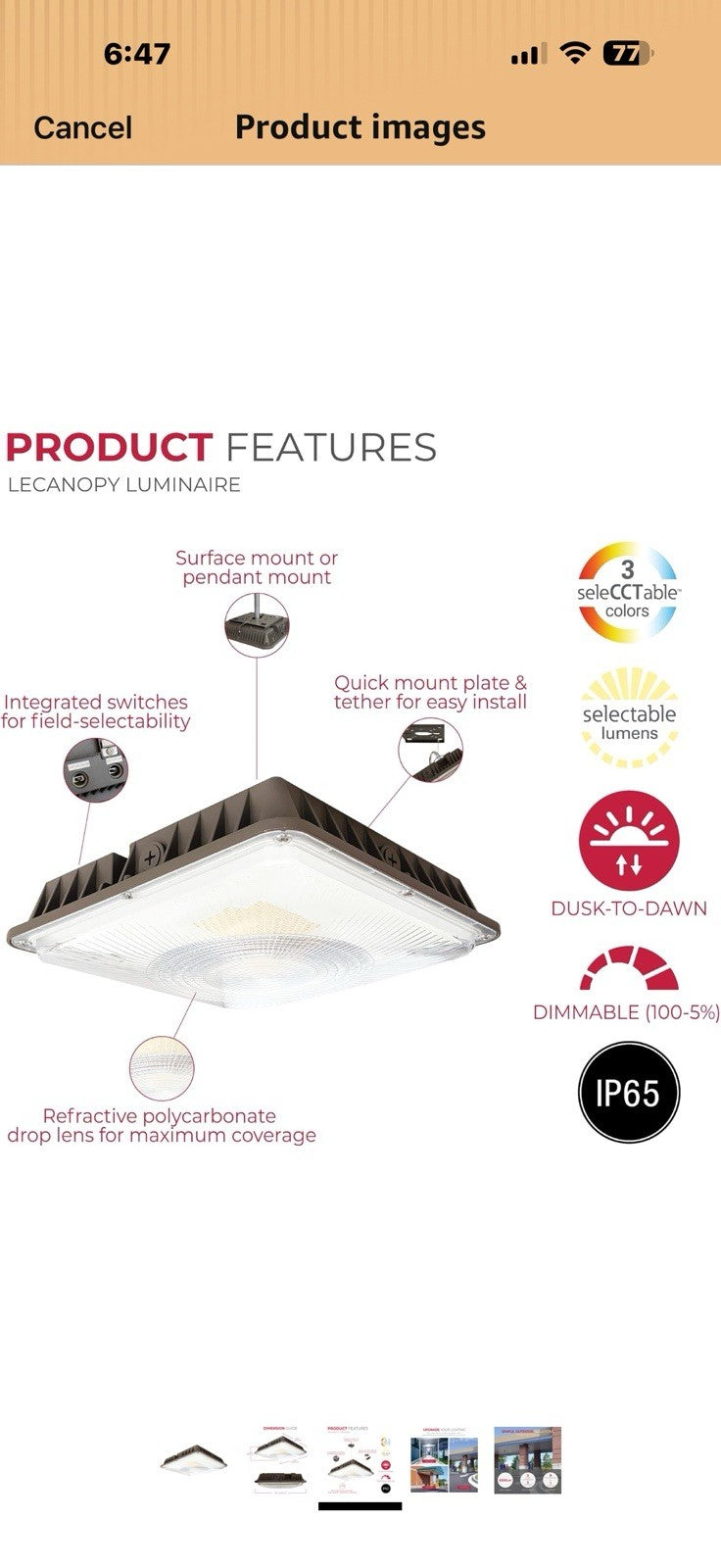Lumark CLCS 24-60W Commercial Outdoor LED Canopy Light, 120-347V w